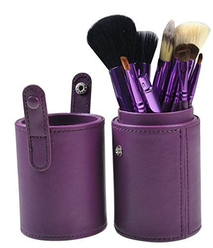 12pcs Makeup Brush Set Professional Face Cosmetic Brushes Kit Make up Tool with Cup Holder Case (Romantic Purple)