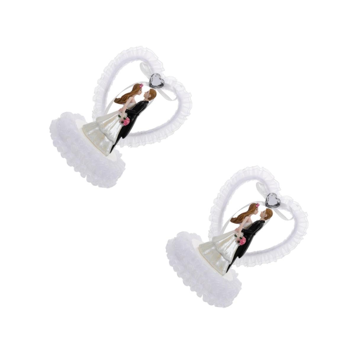 ABOOFAN 2 STK Schmuck für Braut und Bräutigam Kostüm Brautpaar Puppe Brautgeschenke Kuchen Figuren hochzeitsfigur hochzeitsdekoration Hochzeitspaar schmücken Valentinstag Harz Weiß