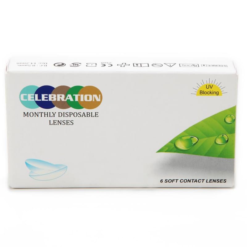 CELEBRATION Monthly Clear Contact Lenses | Pack Of 6 Pieces, Optical Power -8