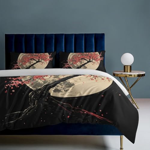 Juego de cama de microfibra de 3 piezas con estampado de flores de ciruelo para dormitorio 8