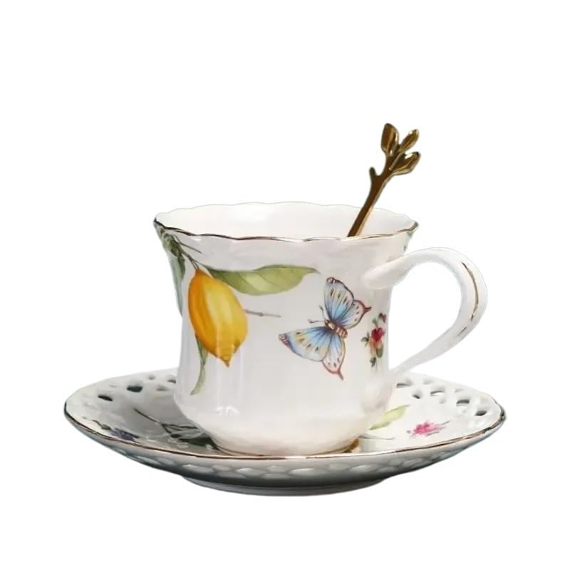 Juego de platillo taza café y té cerámica con plato postre(1 Set-200ml)