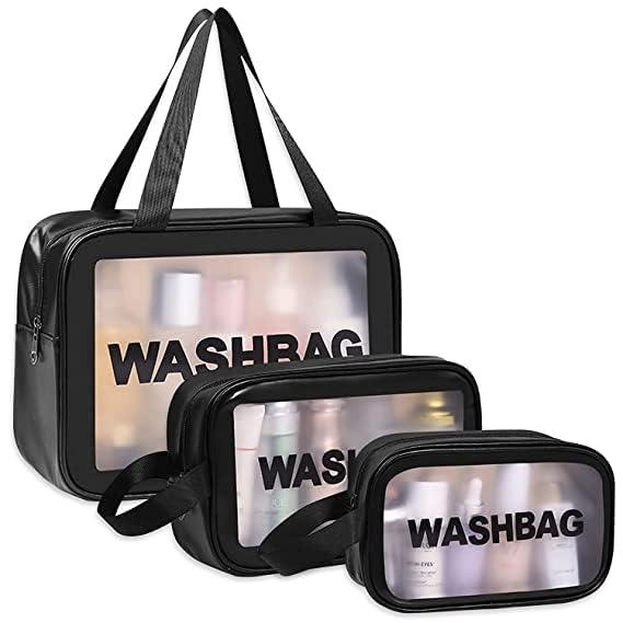Travel Makeup Bag, Large Capacity 3-Piece Travel Makeup Cosmetic Bag for Women, Waterproof PU Leather, Flat Open Portable Toiletry Bag for Skincare, Brushes & Travel Essentials (Black)-image-21