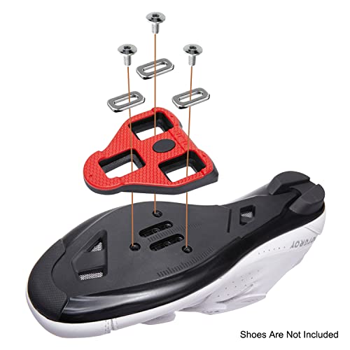 Bike Cleats Compatible with Peloton Look ARC Delta - Indoor Cycling & Road Bike Cleat Set - Fully Compatible with Peloton Pedals and Delta Clips (9 Degree Float) Black Red - Thumbnail 6