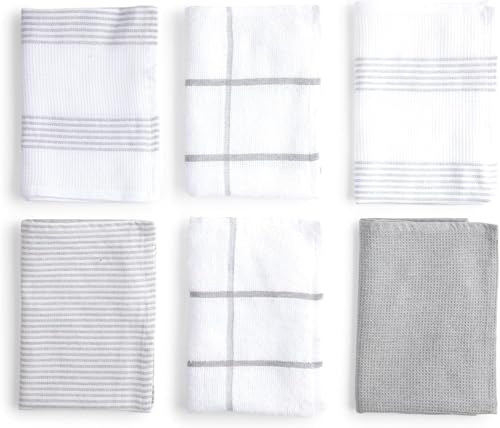 Miniatura 2 de Boskimo Paños De Cocina Algodón Premium Pack De 6 Trapos De Cocina Microfibra Y Rizo, Trapos Cocina Algodón Absorbentes, Paños De Limpieza Blanco Y Gris