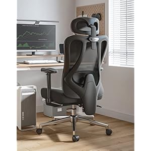Hbada Ergonomic Office Chair Desk Chair with Rotatable Lifting Adjustable Lumbar Support and Headrest, Tilt Function Swivel Computer Task Chair with Footrest