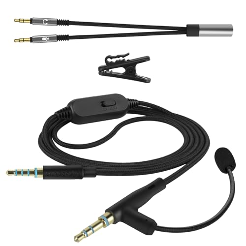 Image of GEEKRIA Boom Mic Headphones Cable Compatible with Sony WH-1000XM6 /1000XM5 /1000XM4, WH-XB920N, ULT WEAR, 3.5mm Jack Replacement Cord with Boom Microphone for Gaming & Meeting (5.6ft)