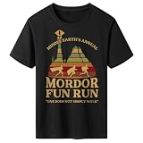Lontse Middle Earth's Annual Mordor Fun Run one Does not Simply Walk T-Shirt for Men,Black/k2,2XL