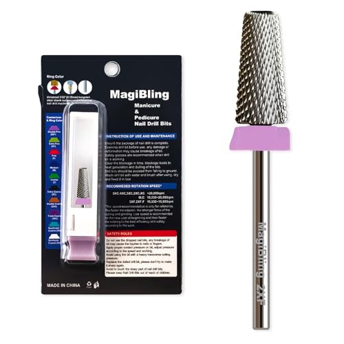 MagiBling 2XF 5-in-1 Large Barrel Nail Drill Bit, 3/32”, Two-way Rotation