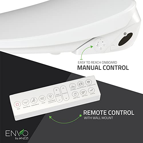 Asiento inteligente eléctrico para bidé ANZZI para inodoros alargados, asiento calefactado, secador de aire caliente, tapa de cierre suave, boquilla autorreparable, funciones con control de temperatura y presión, con mando a distancia (TL-AZEB101B) miniatura 7