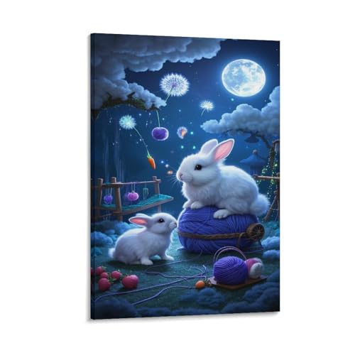 Lapin angora décoration cuisine et bureau tableau 3D blanc 30x45cm