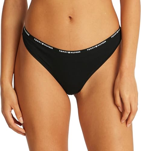 Tommy Jeans string en coton stretch blanc avec logo pour femme