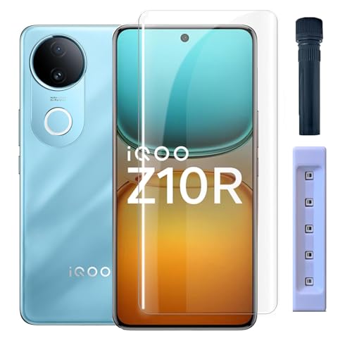 Image of FabeKee UV Tempered Glass Screen Protector Guard Compatible For (6.7 Inch, Pack of 1) Full Adhesive UV Curved Case Friendly HD Clarity (IQOO Z10R 5G, UV)