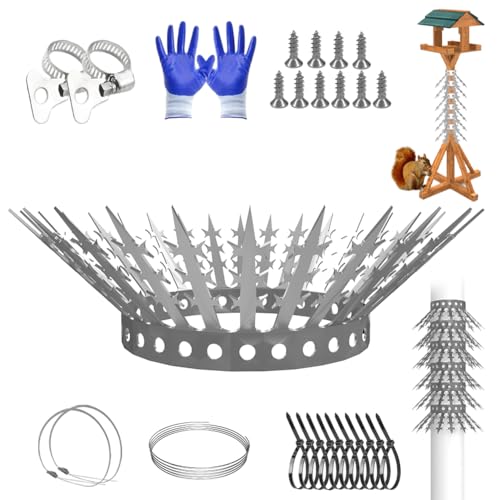 Bird Squirrel Spikes and Squirrel Proof Baffle for Bird Feeders and Pole Outside Fence Wall Tree Drainpipes Deterrent Effective Against Pigeons Raccoons Mice and Cats 40 inches