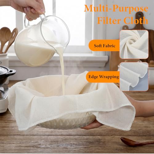 XLIUAX 8 Stück Passiertuch Wiederverwendbar, 50 x 50cm Käsetuch Leinentuch Waschbar Ungebleichte Reine Baumwolle Seihtuch Feingewebte Tücher Für Lebensmittelfiltration, Käse Machen, Backen