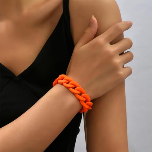 Chunky Chain Bracelet for Women Neon Bracelets Chunky Cuba Link Minimalist Chain Bracelets 70S 80S 90S Neon Accessories Halloween Gifts for Women2
