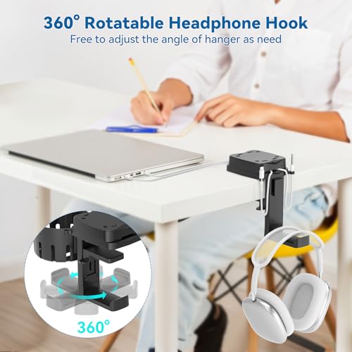 image for KDD 3 in 1 Headphone Hanger with Cup Holder - Rotatable Headset Hook &