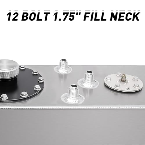 17 Gallon Aluminum Fuel Cell, 64L Slim Race Fuel Tank with 0-90 Ohm Sender, 8 AN Fittings for Street Rods, Jeeps, Boats, Silver - Thumbnail 4