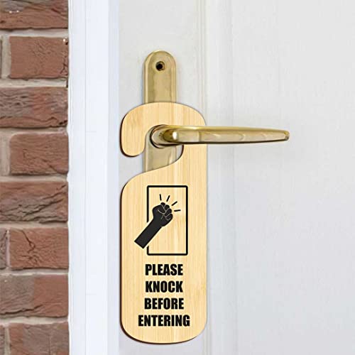 Image of KREEPO Please Knock Before Entering MDF Door Sign Hanger Size(24cm x 8.5cm) kr47