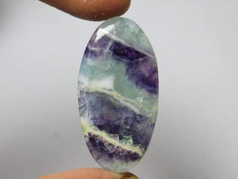 Fluorite naturelle pierre gemme lâche ovale 39x20mm pour bague et collier DIY - 3