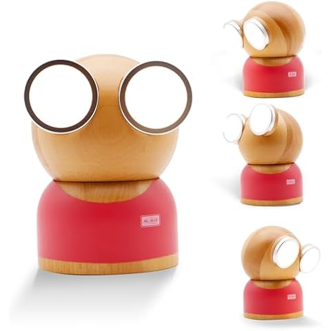 DesignNest Mr. Watt: Wireless Touch Desk Lamp - Globe Lamp for Bedroom, 360° Rotatable & Dimmable, Touch-Controlled with 2200mAh Battery, White, Red Cover