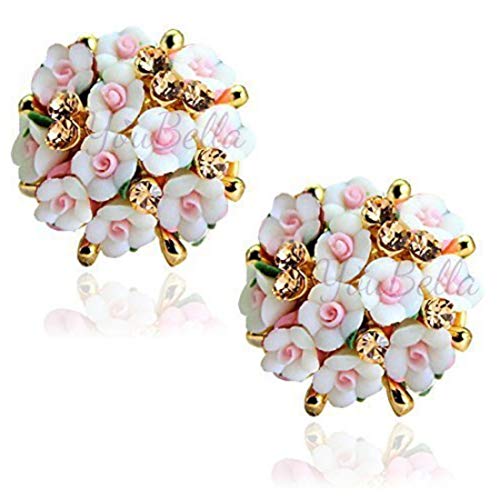 Image of YouBella Jewellery for Women Gold-plated Floral Stud Tops Earings Earrings for Women & Girls
