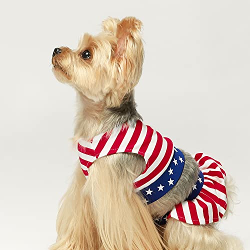 Fitwarm 4Th Of July Dog Dress For Small Dogs Girl, 2 Piece Patriotic Dog Clothes With Crop Top And Skirt, Summer Pet Cat Outfit, Red White And Blue, Small #TOP3