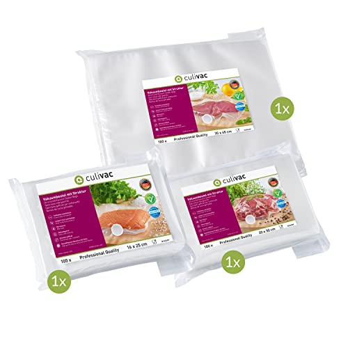 culivac Vacuum Food Sealer Bags 100 pcs 16x25cm and 100 pcs 20x30cm and 100 pcs 30x40cm - Professional Set 4