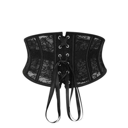 Corset Belt Womens Steel Boned Satin Underbust Waist Training Lace Corset Underbust Corset Lace Up Corset for Parties, Shopping, Dinners(White,XXL)4