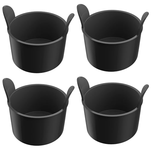 Ramekins for Air Fryer, Air Fryer Egg Moulds, Extra Thick 1.2mm Silicone, Set of 4 -Black