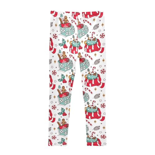 Cocoa Marshmallow Gingerbread Girls Leggings,Workout Leggings for Girls Toddler Athletic Leggings Size for 3-10T2