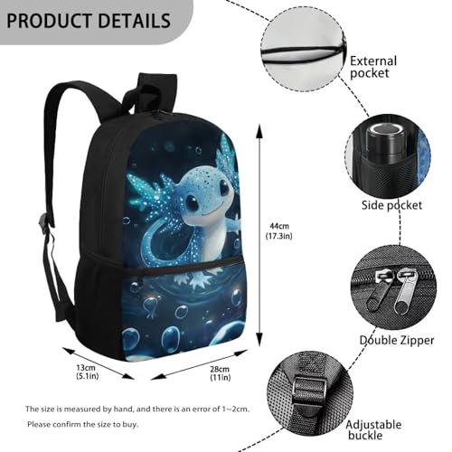 Blue Axolotl Backpack for Girls 8-10 School Backpacks for School Girls 17 Inch Middle Elementary Backpack Teen Kids Bookbag Cute Girl Book Bag Back Pack3