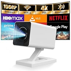 Mini ProjectorProjector with WIFI 6 and Bluetooth, 4K 1080P Support Portable Projector Movie Auto Keystone for Laptop, PC, Smartphone