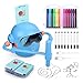 MMOBIEL Robot de Dibujo para Niños Juguete Educativo Interactivo con 100 Tarjetas, 12 Rotuladores de Colores, Guía por Voz y Batería USB-C – Regalo Creativo para 3-9 Años - Azul