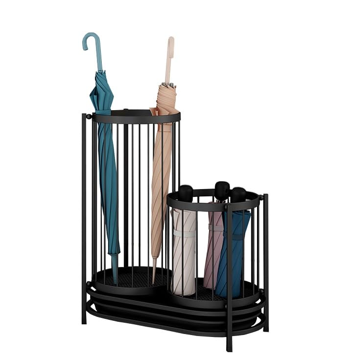 Porte-parapluies en métal noir au design géométrique pour décoration