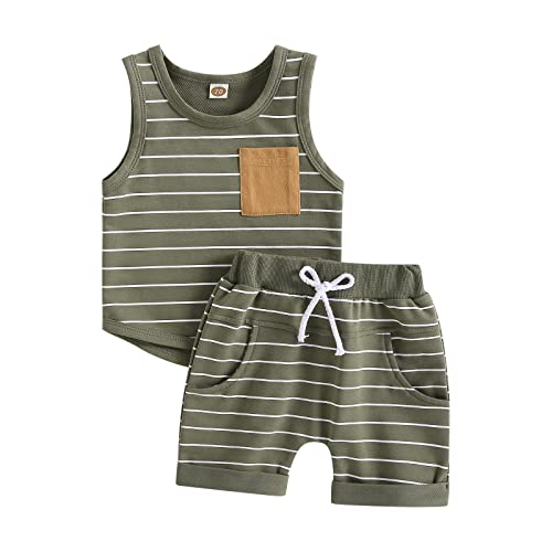 Image of Toddler Baby Boy Summer Outfit Sleeveless T Shirt Top Casual Shorts Set Infant Newborn Clothes 6 12 18 24 Month 2T