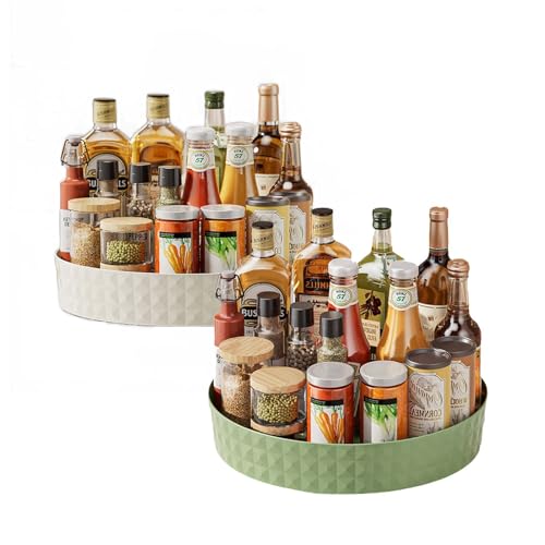 SVOCK 2 Piezas Bandeja Giratoria Mueble Cocina, Especieros para Cocina Giratorio 22 Cm, Soporte Giratorio Multiusos para Plato Giratorio, Plato Giratorio Lazy Susan Giratorio 360 Grados