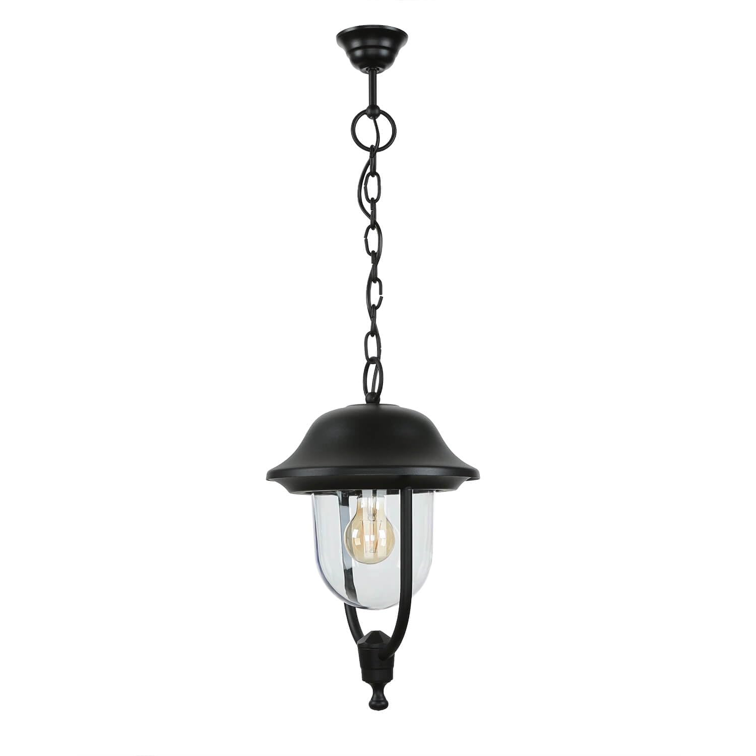 Lámpara colgante para exteriores redonda de aluminio fundido negro IP43 resistente a la intemperie rústica para jardín terraza patio lámpara exterior lámpara colgante lámpara colgante