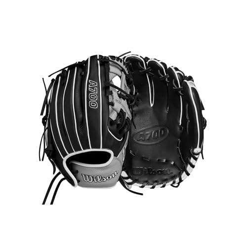 Wilson A700 11.5' Infield Baseball Glove - Black/Silver/White, Right Hand Throw
