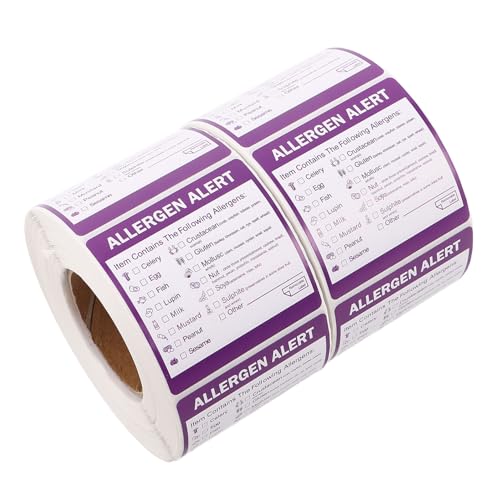 Étiquettes de sécurité allergènes amovibles en papier couché pourpre