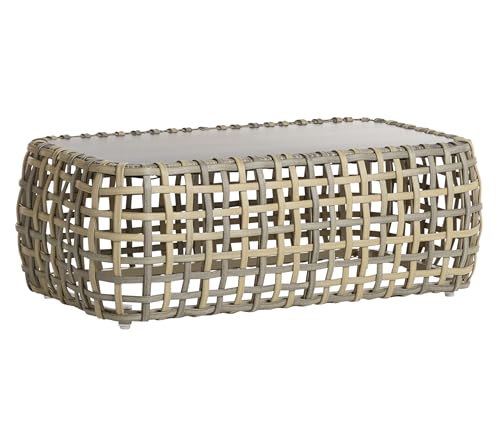 Dehner Lounge-Tisch Washington, in Rattanoptik, 108 x 39 x 58 cm, Aluminium/Polyester/Kunststoffgeflecht, Hellbraun/braun
