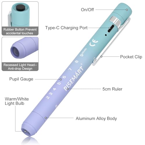 Image of 2Packs Rechargeable Pen Light for Nurses and Doctors Reusable LED Penlight