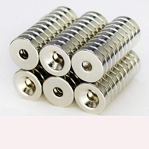 HAOYOYU 20Pieces D15mm x H 3mm, 3mm Hole, countersunk disc Small Multi-Function Refrigerator Magnet Refrigerator, Science, Crafts, Engineering Science, Educational Magnetic kit (15x3x3mm)