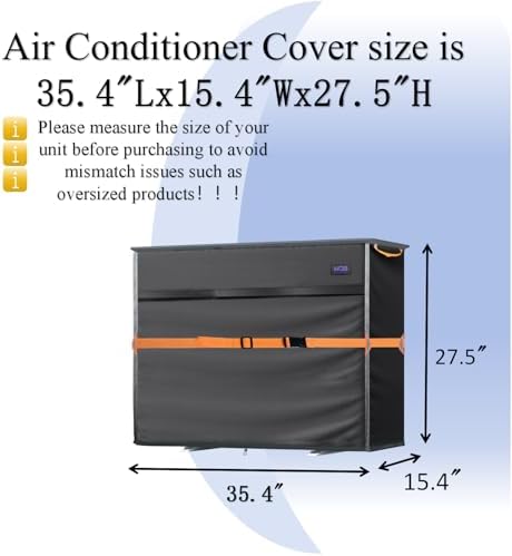 Mini Split Air Conditioner Cover for Outside Units,600D Waterproof Air Conditioner Mini Split Cover,Outdoor Rectangular Air Conditioner Covers for AC Units, Fits up to 35.4 "L x15.4 "W x27.5"H.