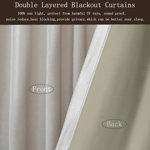 Image of Off White Curtains 102 inch Long for Living Room, Set of 2 Panels Liner Rod Pocket Back Tab Thermal Window Drapes Room Darkening Heavy Decorative Curtains for Bedroom