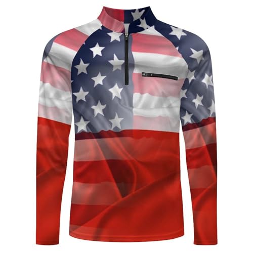 Flags of USA with Chile Men's Rash Guard Long Sleeves Quick Dry Fishing Workout Shirts with Zipper4