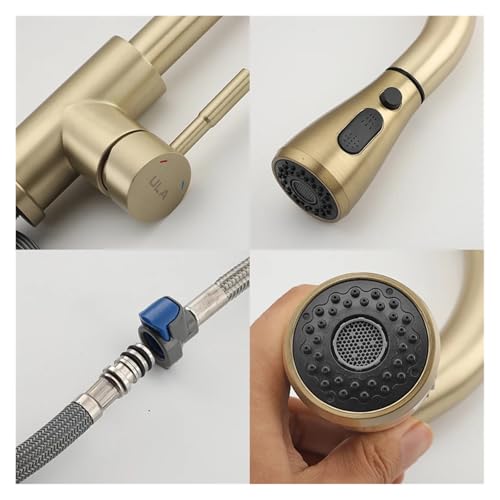 Robinet de cuisine bec extractible 2 modes d'eau et flexible
