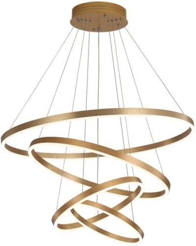 Suspension circulaire or brossé lustre LED moderne 4 anneaux chic
