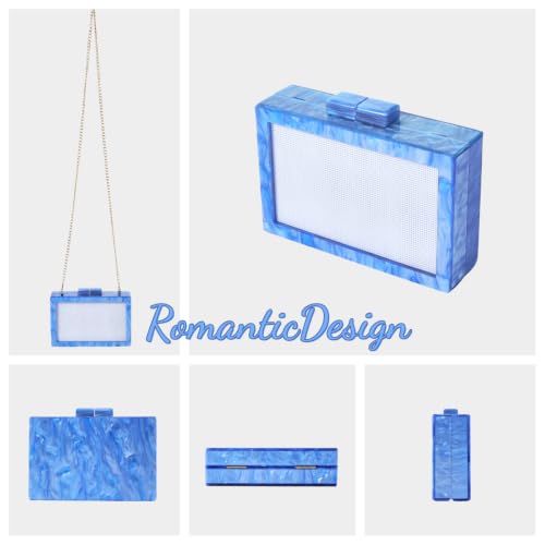 Image of RomanticDesign Women Acrylic Handbag Rattan Woven Pattern Square Box Crossbody Handbag Shoulder Bag Chain Purse