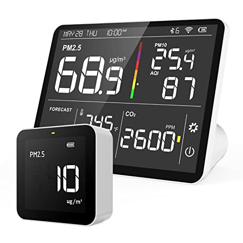 Temtop M100 Air Quality Monitor Weather Station M100 & M10i PM2.5 Monitor Bundle – 8-in-1 Smart Air Quality