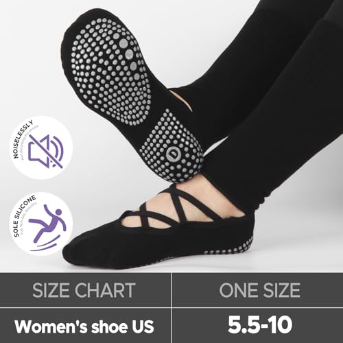 Pilates Socks with Grips for Women, Long Scrunch Slouch Slouchy Yoga Socks for Barre Workout 5